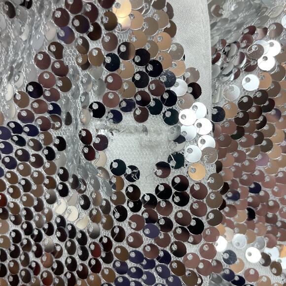 Boohoo Sequined Club Jacket Womens 18 Silver Evening Party Rockstar Concert Rave - Picture 12 of 12